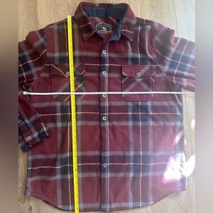 Freedom Foundry Men's Maroon and Navy Plaid Fleece Flannel Shirt